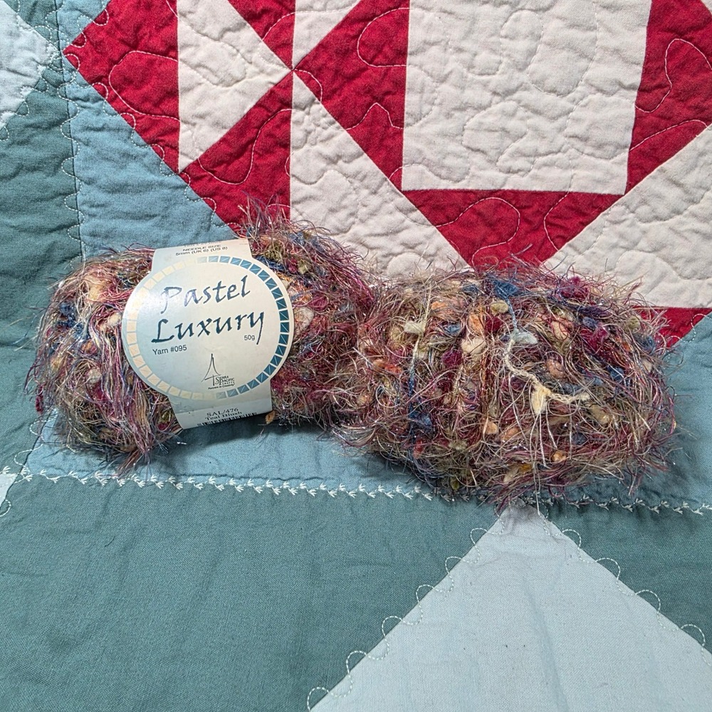 Sierra Pacific Crafts Pastel Luxury Yarn Teal Blush Multicolor Eyelash 2 Skeins